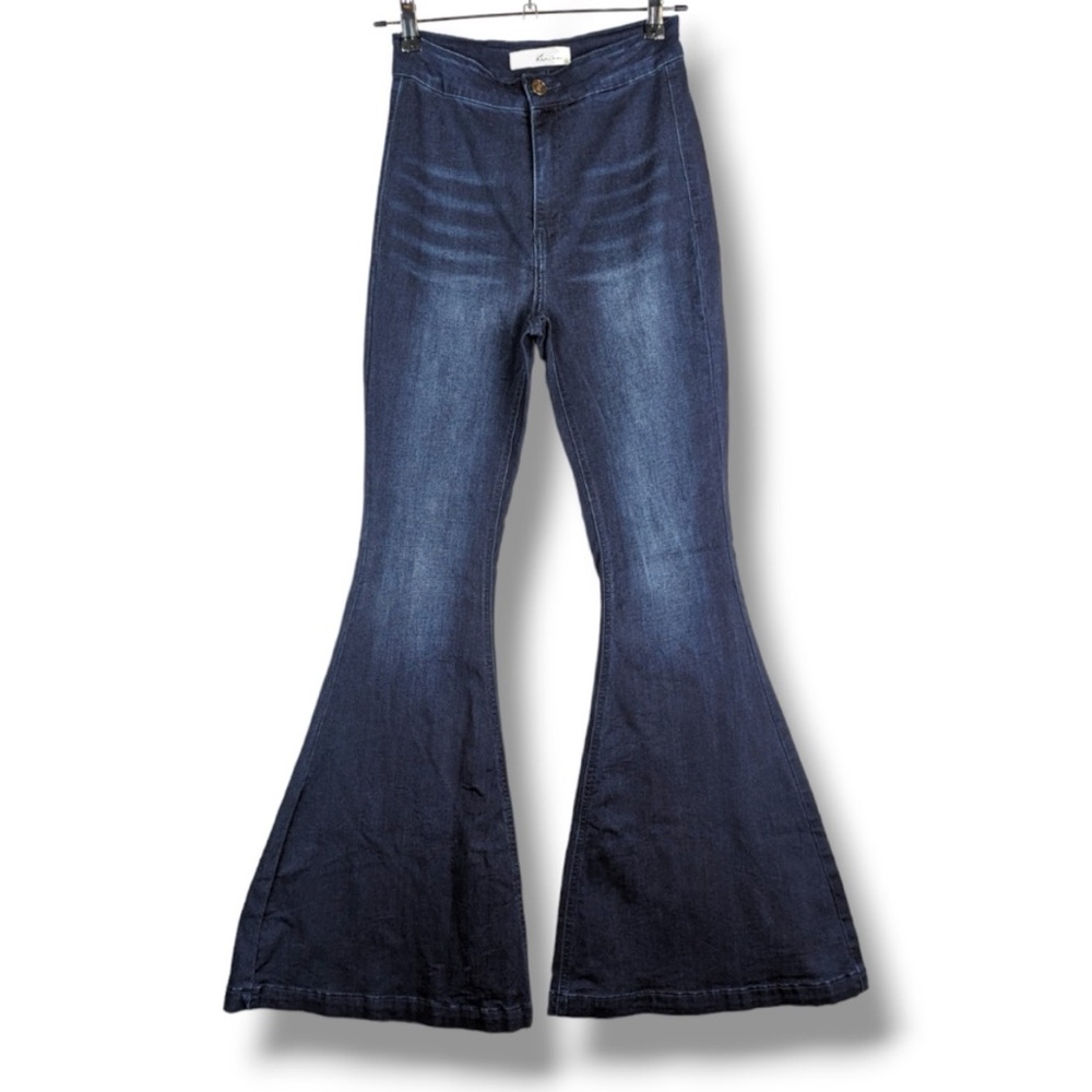 KanCan Flare Leg Jeans 7 Dark Wash Blue Denim Bell Bottom Jean